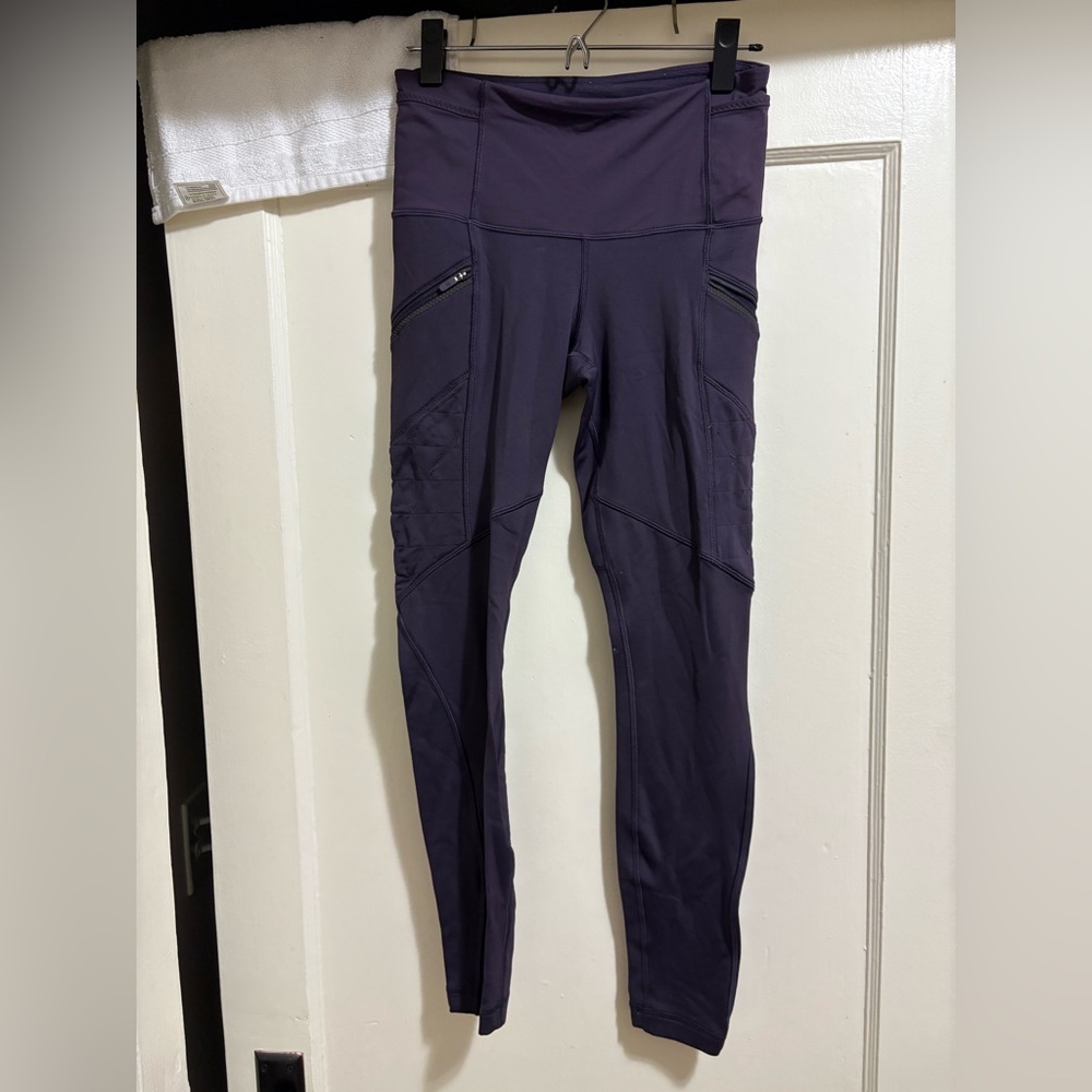 Lululemon Purple Leggings with Zippered Pockets